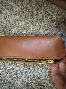 Portland leather pencil Zip Pouch - Brown
